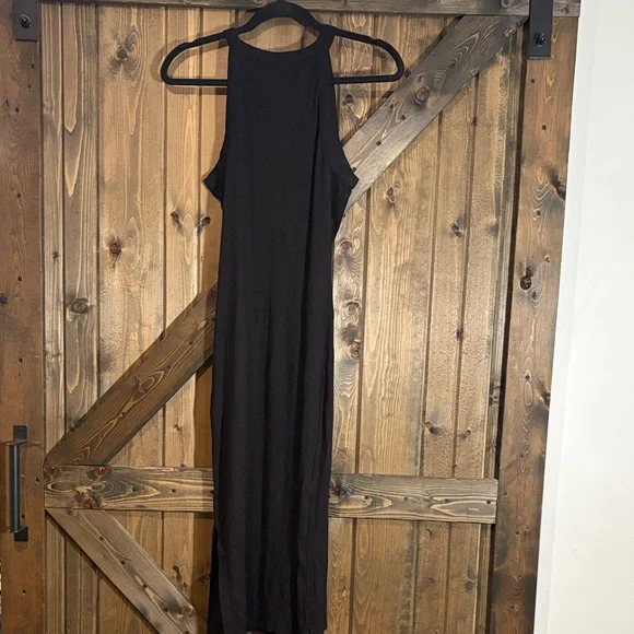 Black Sleeveless Maxi Dress - Classic Ribbed Tank Style - Picture 2 of 3